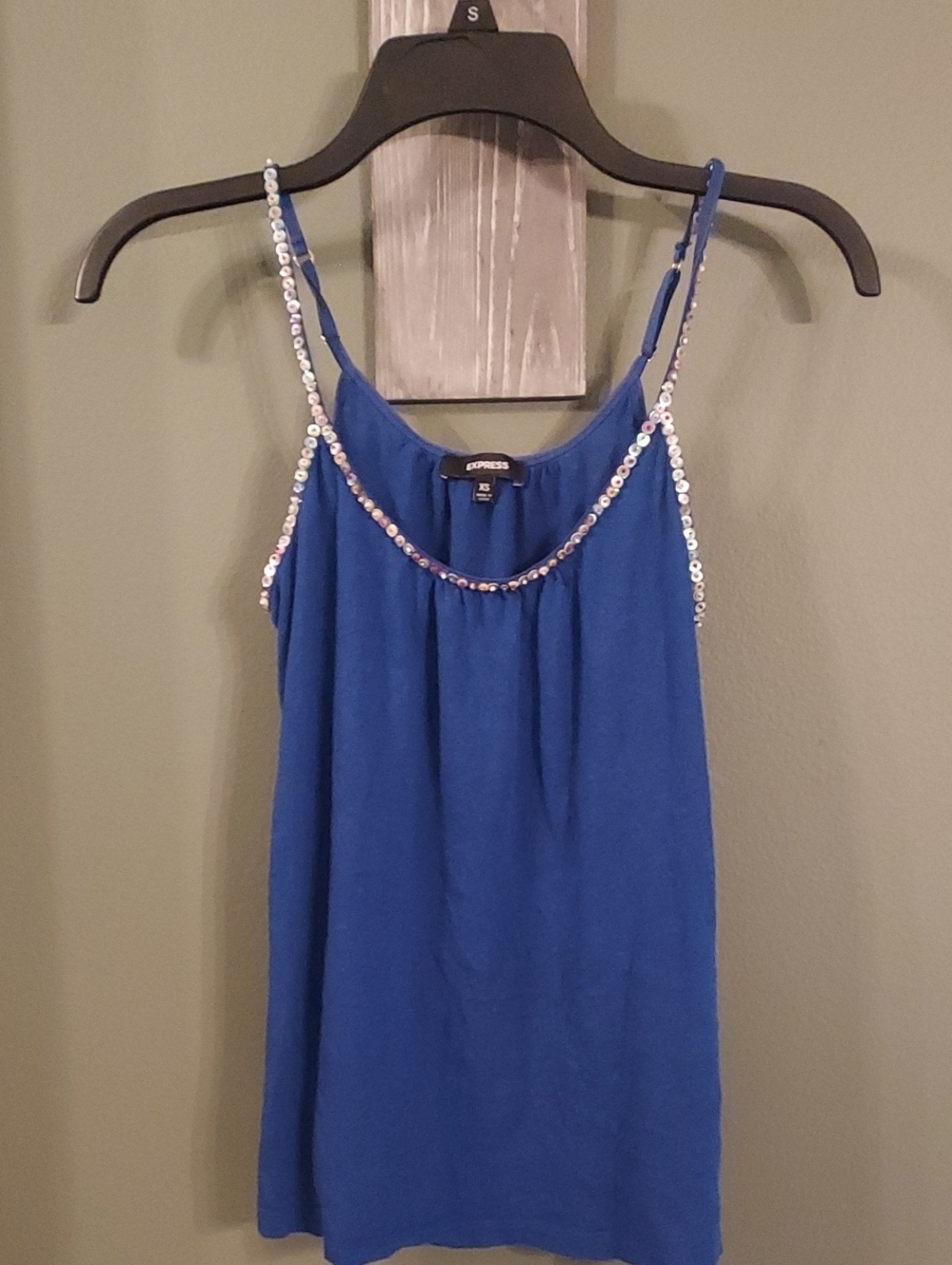 Express Royal Blue Sequin-Trim Camisole Tank